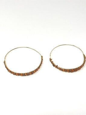New Free People Hoop Beaded Earrings Gold
